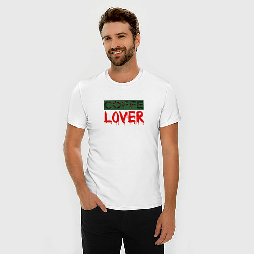 Мужская slim-футболка COFFELOVER-для любителей кофе / Белый – фото 3