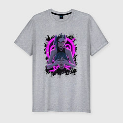 Футболка slim-fit LEAGUE OF LEGENDS JINX NEON, ARCANE, цвет: меланж