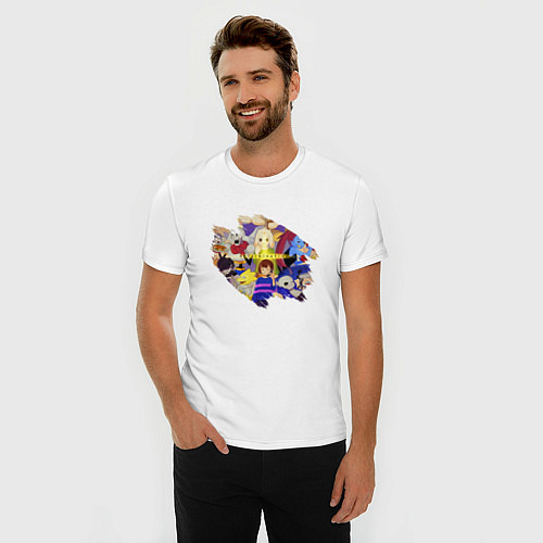 Мужская slim-футболка FRISK UNDERTALE ФРИСК И ГЕРОИ / Белый – фото 3