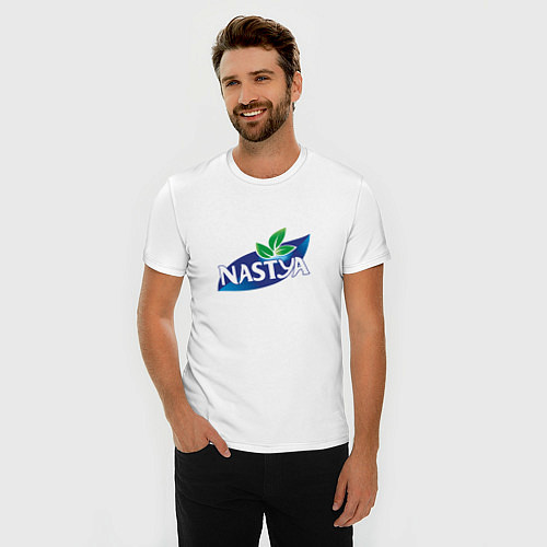 Мужская slim-футболка Nestea Настя / Белый – фото 3