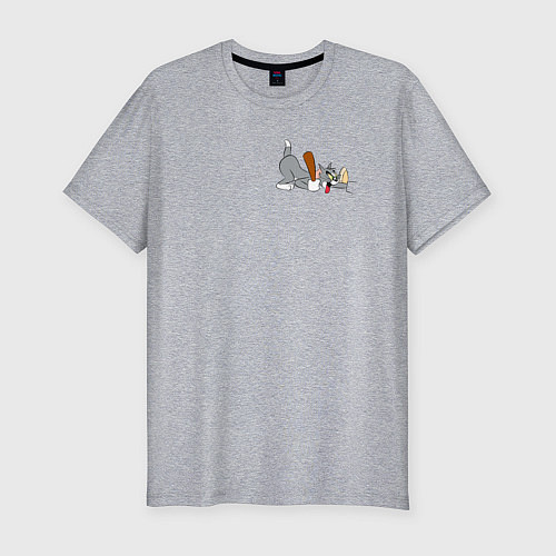 Мужская slim-футболка Tom catches Jerry / Меланж – фото 1