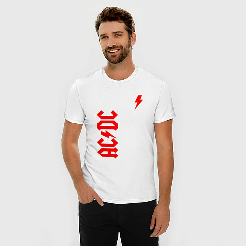 Мужская slim-футболка ACDC red / Белый – фото 3