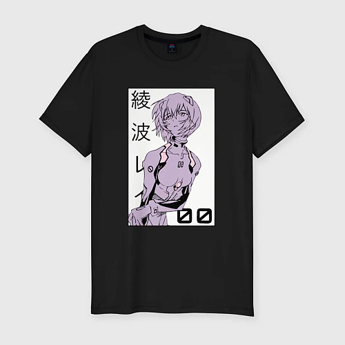 Мужская slim-футболка Neon Genesis Evangelion Рей 09 / Черный – фото 1