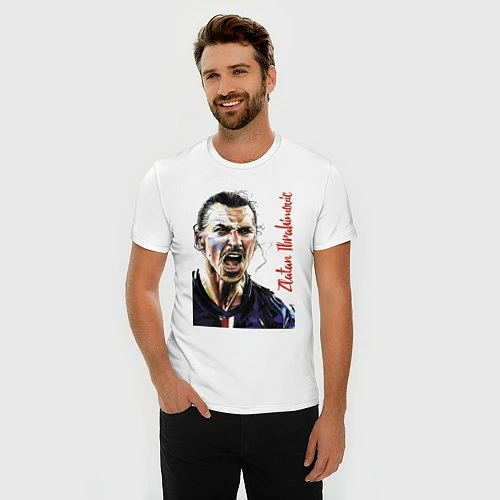Мужская slim-футболка Zlatan Ibrahimovich - striker, Milan / Белый – фото 3