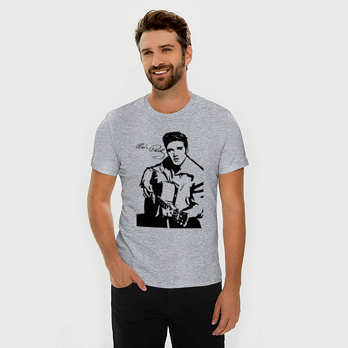 Мужская slim-футболка Elvis / Меланж – фото 3