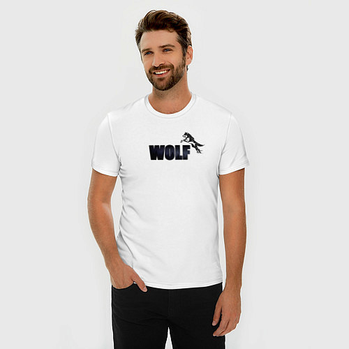 Мужская slim-футболка Wolf brand / Белый – фото 3