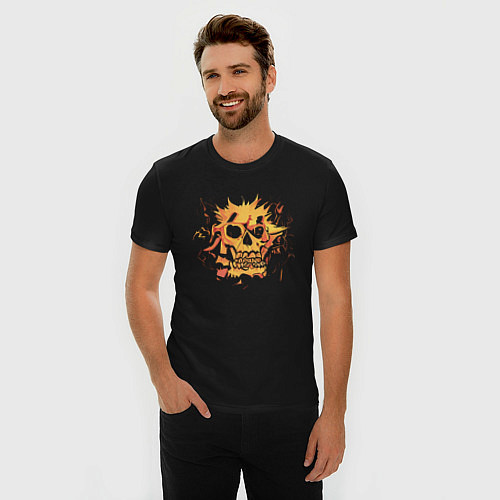 Мужская slim-футболка The Golden Skull / Черный – фото 3