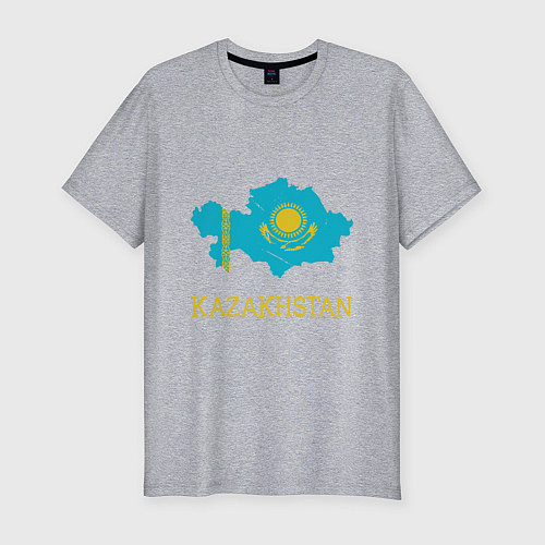 Мужская slim-футболка Map Kazakhstan / Меланж – фото 1