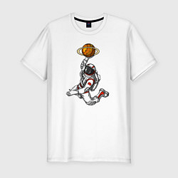 Футболка slim-fit Космический баскетболист, цвет: белый