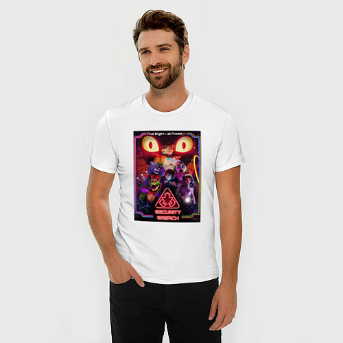 Мужская slim-футболка Five Nights at Freddys 5 poster / Белый – фото 3