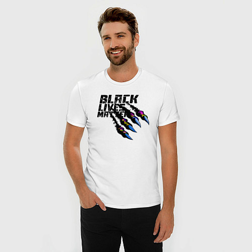 Мужская slim-футболка Black Lives Matter 2022 / Белый – фото 3