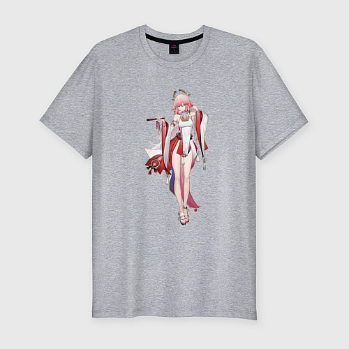 Мужская slim-футболка Чарующая Яэ Мико / Меланж – фото 1