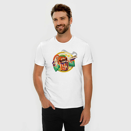 Мужская slim-футболка Сеньоро пицца / Белый – фото 3