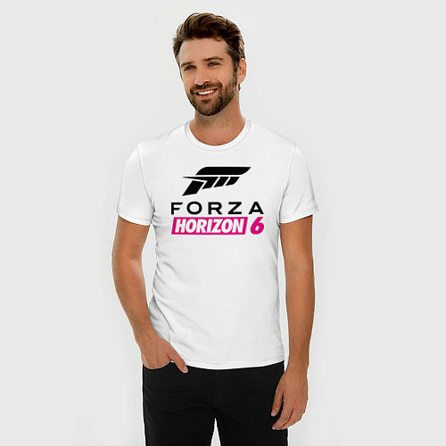 Мужская slim-футболка Forza Horizon 6 logo / Белый – фото 3