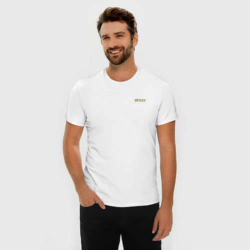Мужская slim-футболка Bully Logo спина / Белый – фото 3