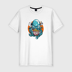 Футболка slim-fit Octopus Eating Ramen, цвет: белый