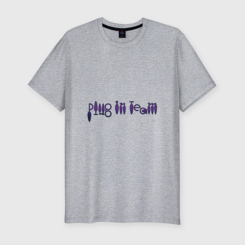 Мужская slim-футболка Plug in team Purple by Apkx / Меланж – фото 1