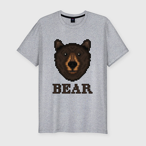 Мужская slim-футболка Пиксельный медведь / Меланж – фото 1