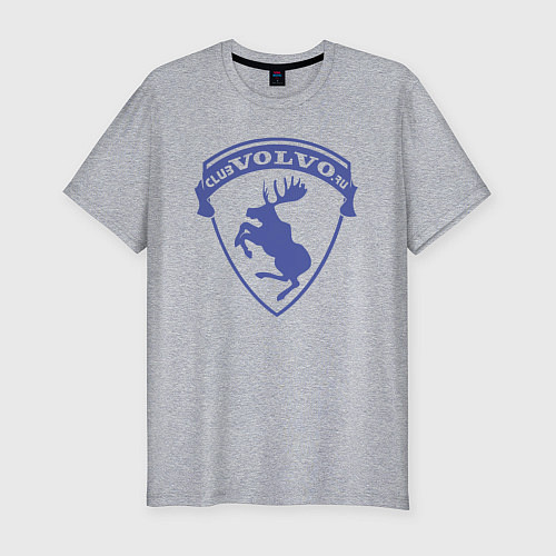 Мужская slim-футболка VOLVO логотип синий / Меланж – фото 1