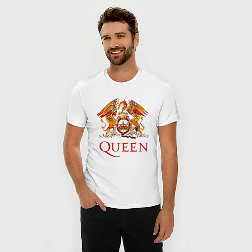 Мужская slim-футболка Queen, логотип / Белый – фото 3