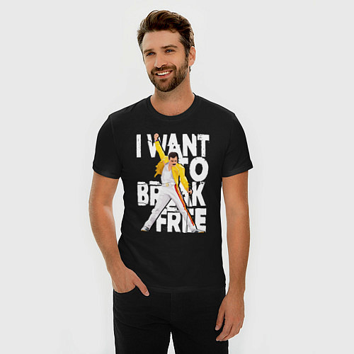 Мужская slim-футболка Queen I want to break free / Черный – фото 3