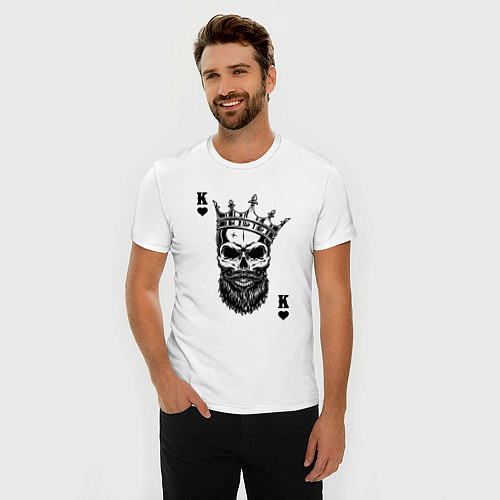 Мужская slim-футболка Её король Колода карт Тату король / Белый – фото 3