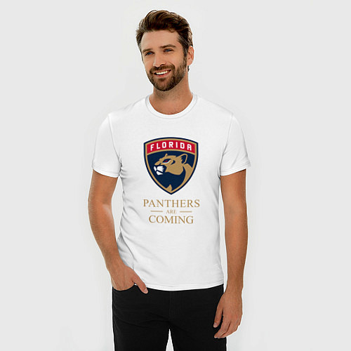 Мужская slim-футболка Panthers are coming Florida Panthers Флорида Панте / Белый – фото 3