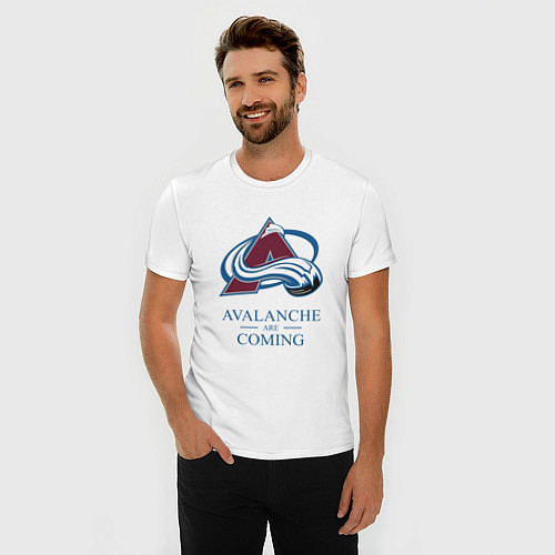 Мужская slim-футболка Colorado Avalanche are coming , Колорадо Эвеланш / Белый – фото 3