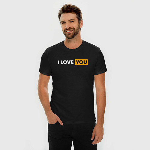 Мужская slim-футболка I LOVE YOU HUB / Черный – фото 3