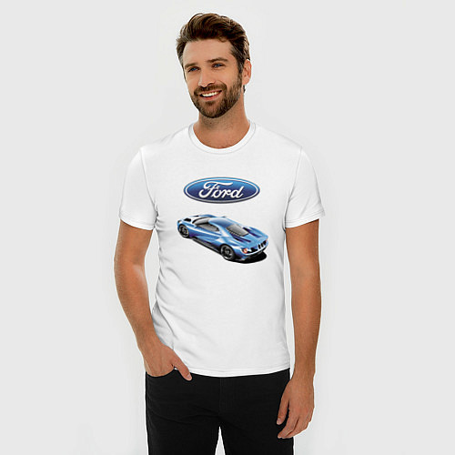 Мужская slim-футболка Ford Motorsport Racing team / Белый – фото 3
