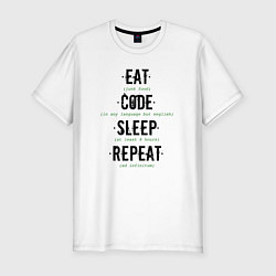 Футболка slim-fit EAT CODE SLEEP REPEAT, цвет: белый