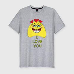 Футболка slim-fit Спанч Боб I Love You, цвет: меланж