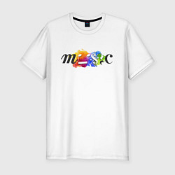 Футболка slim-fit Music Цветная Портрет, цвет: белый