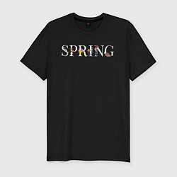 Футболка slim-fit Spring blooms, цвет: черный