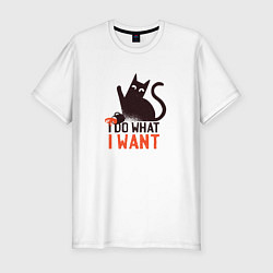 Футболка slim-fit Cat I Do What I Want, цвет: белый