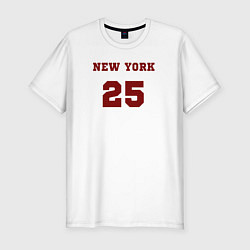 Футболка slim-fit New York 25 красный текст в стиле американских кол, цвет: белый