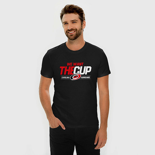 Мужская slim-футболка Carolina Hurricanes we want the cup Каролина Харри / Черный – фото 3