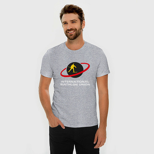 Мужская slim-футболка Биатлон Лого / Меланж – фото 3
