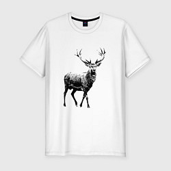 Футболка slim-fit Черный олень Black Deer, цвет: белый