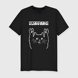 Футболка slim-fit Scorpions Скорпионс Рок кот, цвет: черный