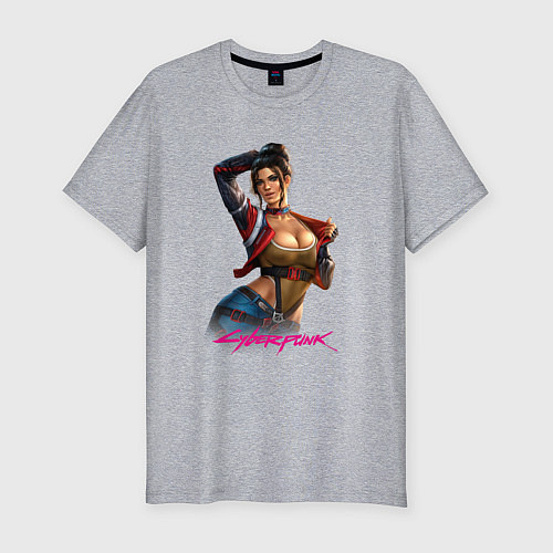 Мужская slim-футболка Sexy Panam Cyberpunk2077 18 / Меланж – фото 1
