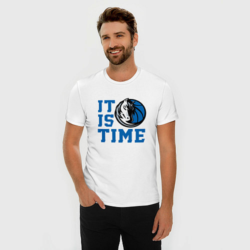 Мужская slim-футболка It Is Dallas Mavericks Time Даллас Мэверикс / Белый – фото 3