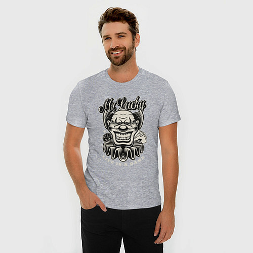 Мужская slim-футболка Mr Lucky / Меланж – фото 3