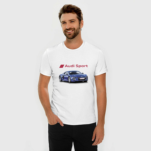 Мужская slim-футболка Audi sport Racing / Белый – фото 3