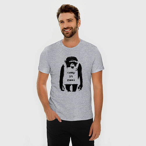 Мужская slim-футболка Оставайся Собой Бэнкси Banksy / Меланж – фото 3