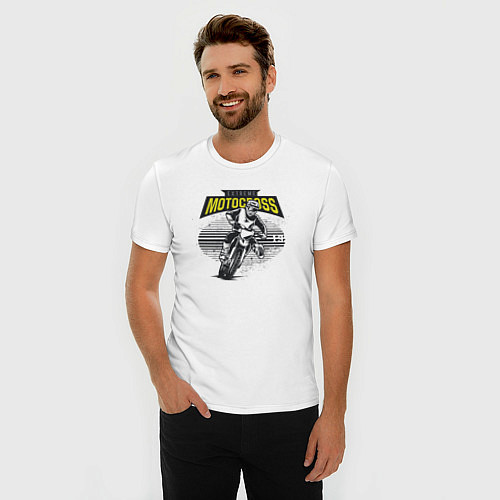 Мужская slim-футболка Motocross Мотокросс / Белый – фото 3