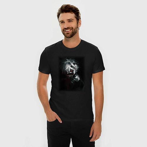 Мужская slim-футболка Канеки Кен Токийский Гуль Ghoul / Черный – фото 3