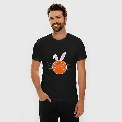 Мужская slim-футболка Basketball Bunny / Черный – фото 3