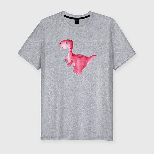 Мужская slim-футболка Розовый динозаврик / Меланж – фото 1