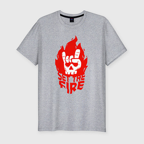 Мужская slim-футболка Set the fire / Меланж – фото 1